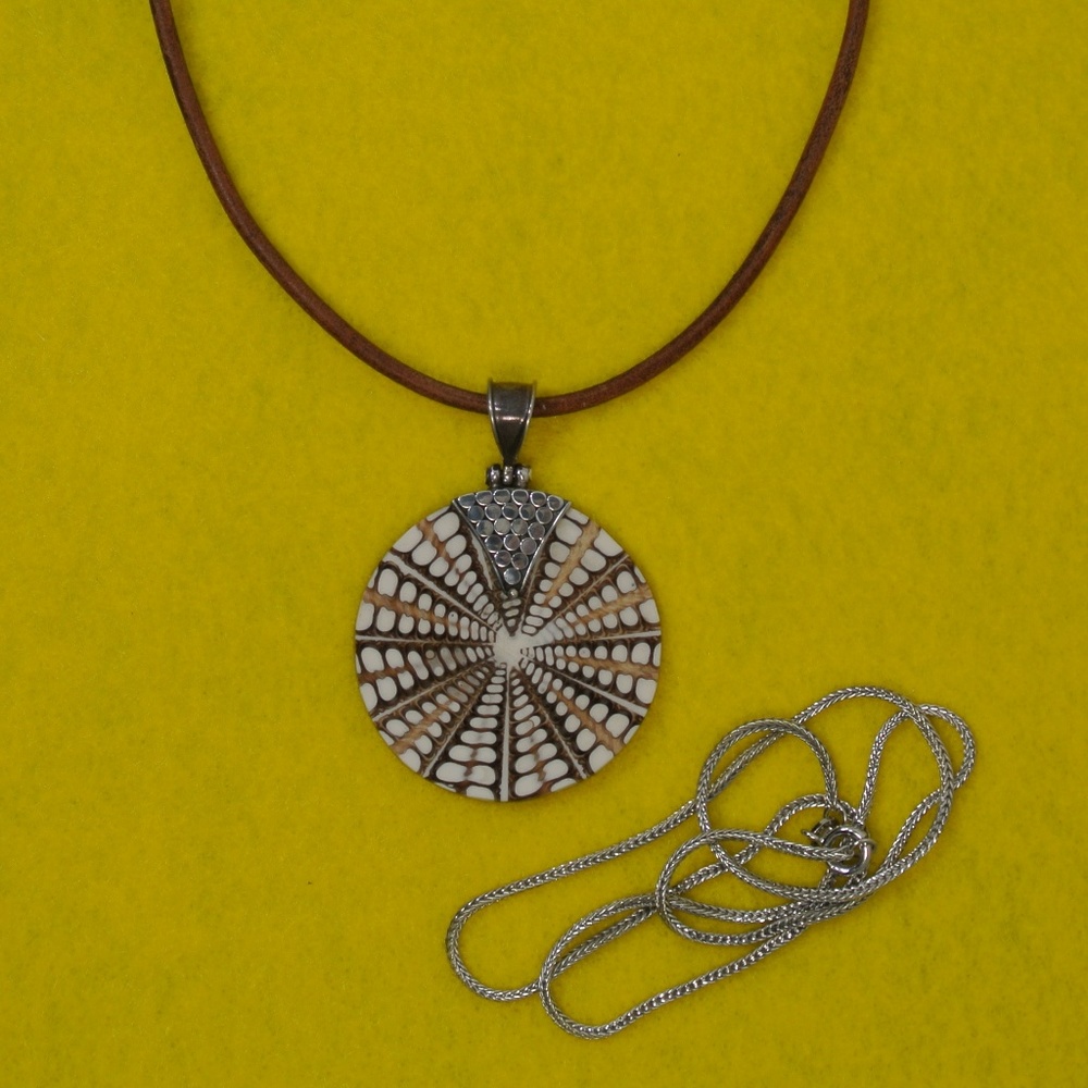 Sterling Shell Bohemian Pendant w/2 necklaces